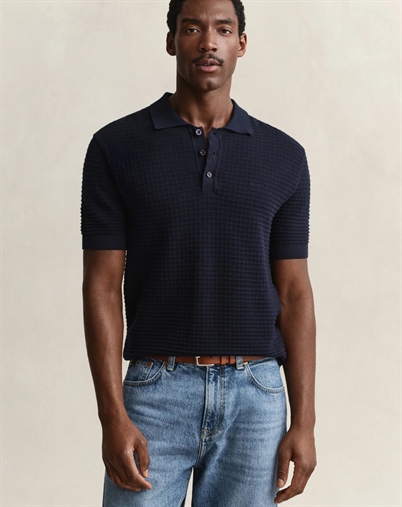 Gant - Cotten Texture Polo - Evening Blue